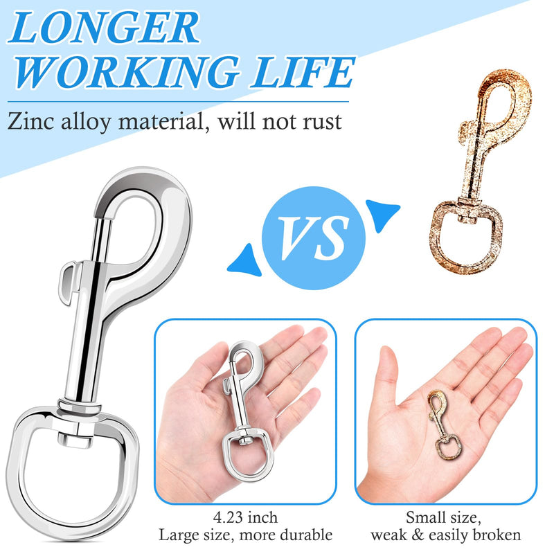 [Australia - AusPower] - ERKOON Extra Large 4.23 Inch Swivel Eye Bolt Snap Hooks 220Lbs Load Capacity Zinc Alloy Single Ended Flag Clips Heavy Duty Trigger Bolt Hooks (2 Pack) 2 Pack 