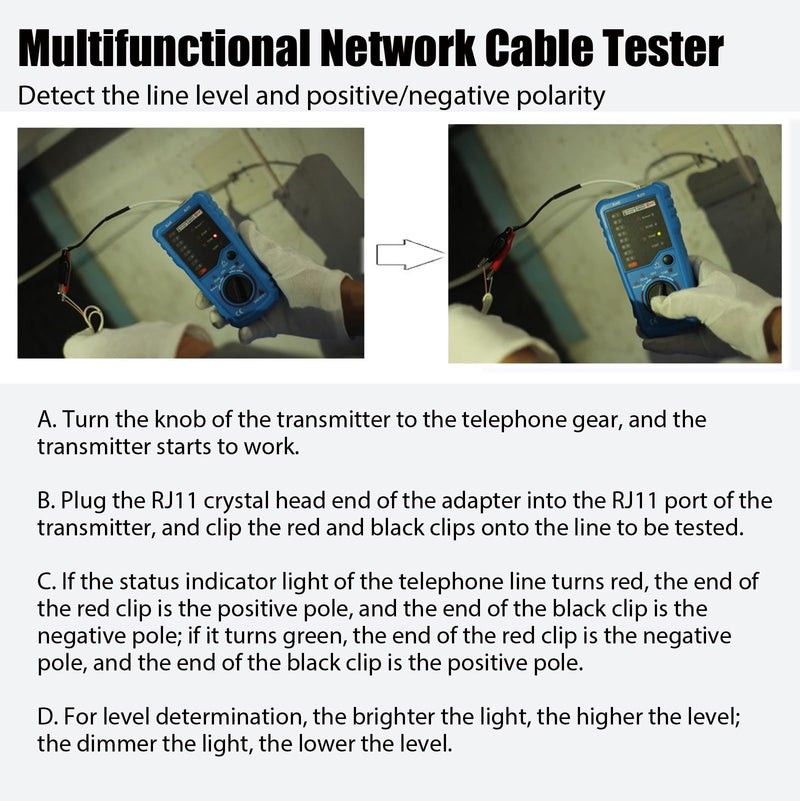[Australia - AusPower] - Network Cable Tester, Multifunction Digital Signal Cable Toner, Cat5 Cat6 Ethernet LAN Network Wire Tracer with Probe Tone, RJ11 RJ45 Telephone Line Tester for Line Continuity Metal Wire Detector 