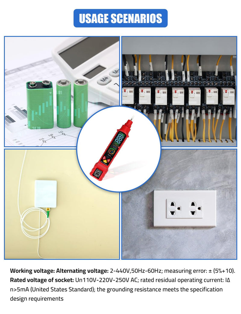 [Australia - AusPower] - FROGBRO 2-in-1 Voltage Tester & Outlet Tester, Dual Range AC 2-440V 50Hz-60Hz with LCD Display, Circuit Breaker Finder & Tracer Kit for Accurate Electrical Detection（No Batteries Included） 