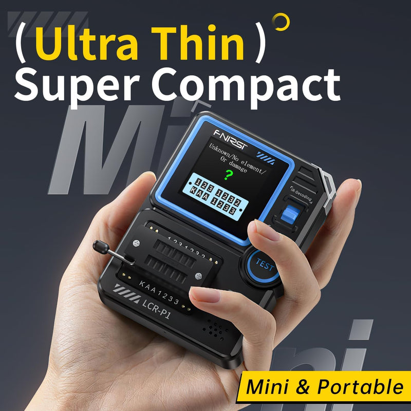 Transistor Tester, Multifunctional Portable SMD Component Tester Diodes Triodes Zener Diode Tester, Resistance Inductance Battery Tester, LCR Meter/MOS/PNP/NPN/ESR Meter
