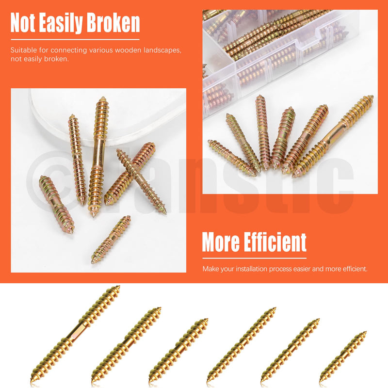 [Australia - AusPower] - Tanstic 80Pcs M6 M8 Hanger Bolts Double Ended Bolts Self-Tapping Screw Wood Dowel Screw for Wood Furniture(Color Zinc) M6, M8 Gold 