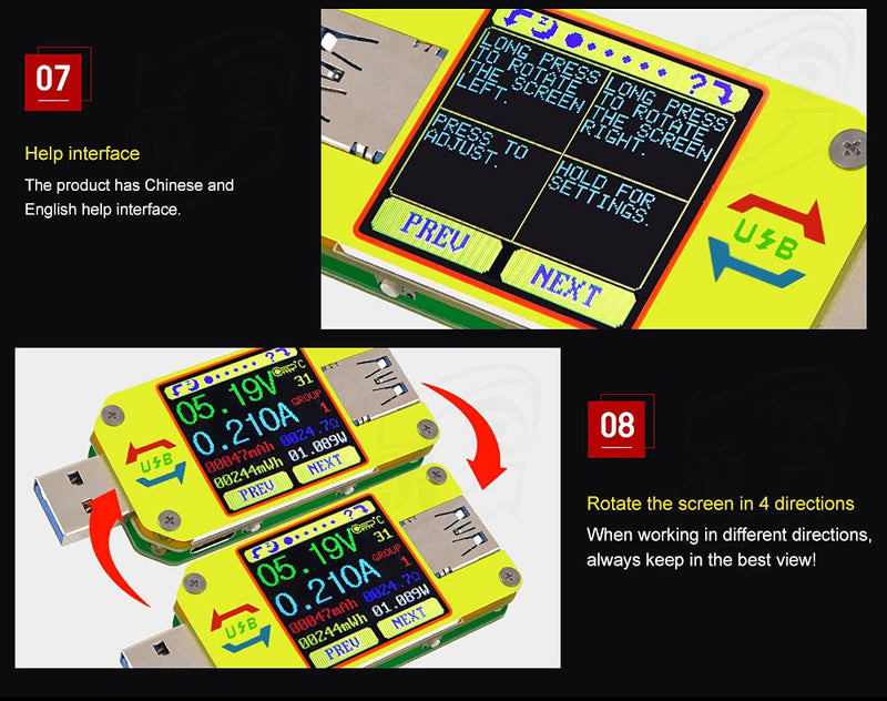 [Australia - AusPower] - RD UM34C 4A USB3.0 USB Meter Tester Voltage Current Power Charger Voltmeter Ammeter Multimeter Tester Measure Cable Resistance(UM34C) 