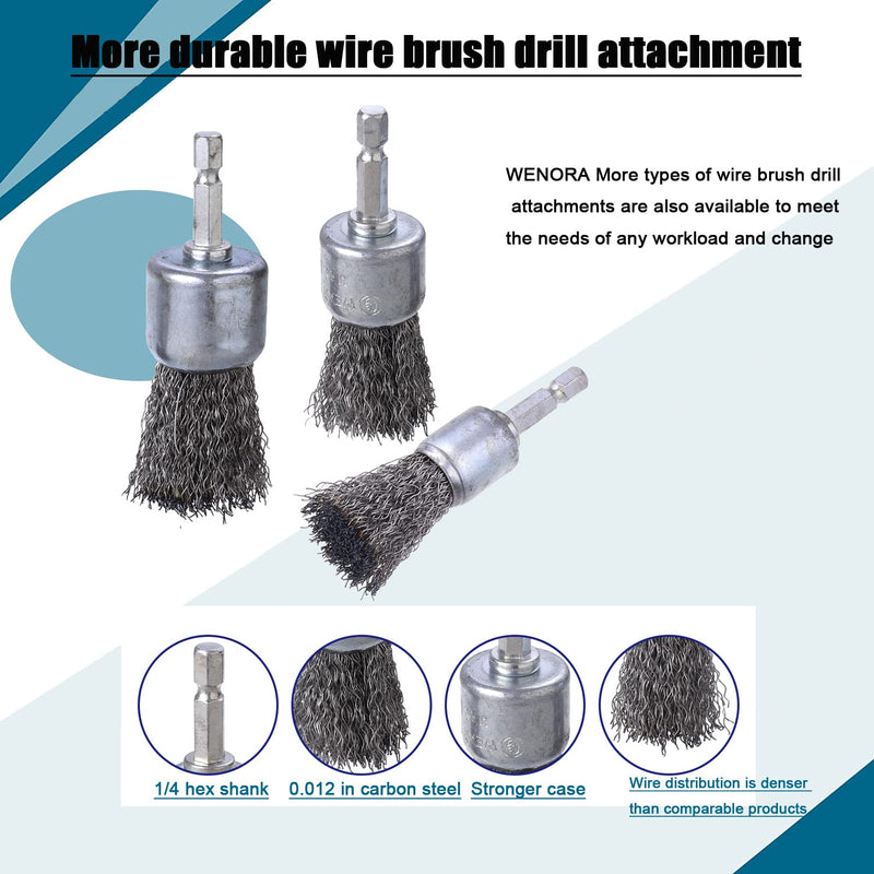 [Australia - AusPower] - 9 Pcs Wire Brush Wheel for Drill, Wire Brush for Drill 1-Inch Crimped End Wire Brushes 1/4" Hex Shank for Paint-Surface and Small Spaces 9 Pcs wire end brush 
