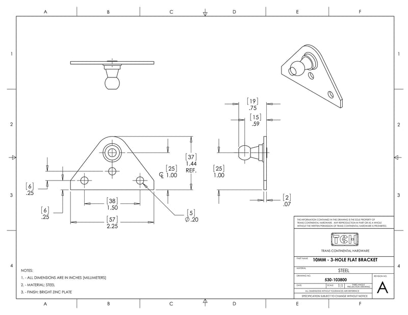 [Australia - AusPower] - TCH Hardware - 4 Pack 10mm Steel Ball Stud Flat Mounting Bracket | Gas Spring Shock Strut Prop | Steel | Heavy Duty Zinc Plate Hardware | Silver Flat Bracket 