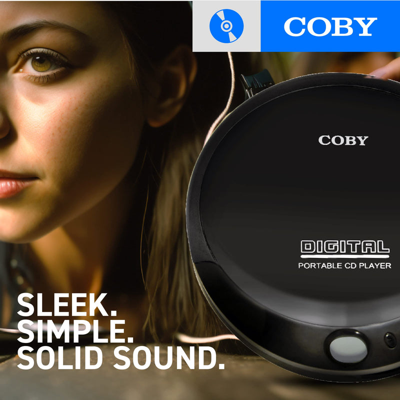 [Australia - AusPower] - Coby Portable CD Player with Foldable Headphones, 60-Sec Anti-Skip Compact Disc Player with Headset Bundle for Travel or Home Use 