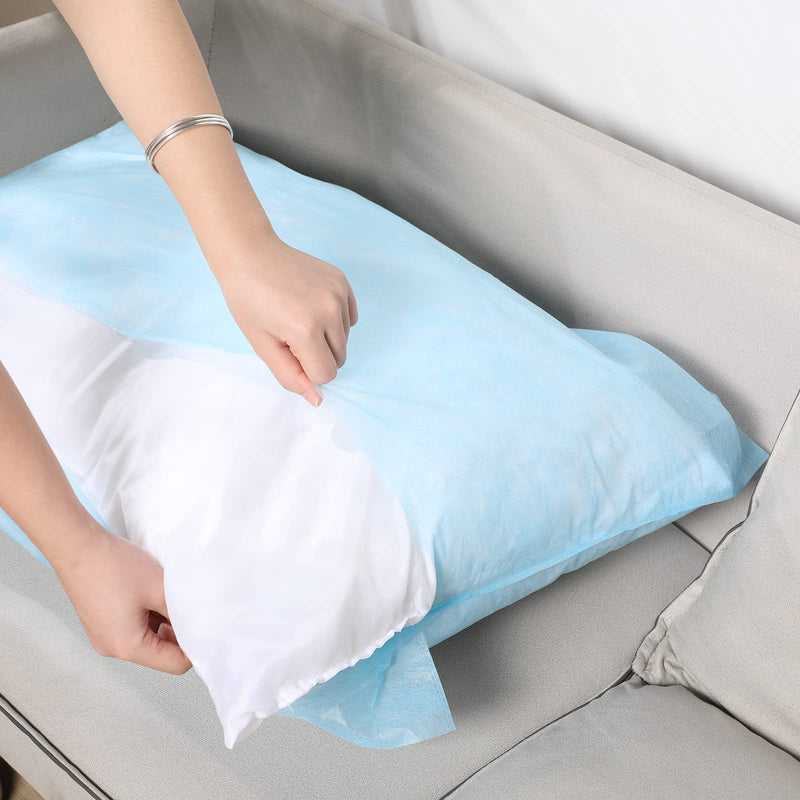 [Australia - AusPower] - 20 Pcs Disposable Pillow Case Medical Disposable Pillow Cover Travel Single Use Pillowcase Non Woven Fabric for Hospitals Hotels Home Bedroom Bedding Supplies, 32 x 20 Inches (Light Blue) Light Blue 