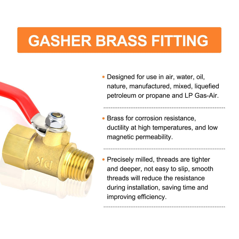 [Australia - AusPower] - GASHER 6PCS 1/4 Inch Brass Mini Ball Valve Shut Off Switch, 1/4 Inch Male x Female NPT Thread Pipe Fitting 1/4" FNPT x 1/4" MNPT 6 