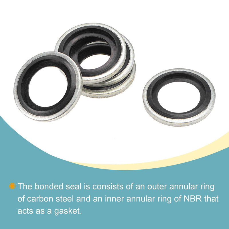 [Australia - AusPower] - MECCANIXITY Bonded Sealing Washers M14 19.6x11.5x3mm Carbon Steel Nitrile Rubber Gasket, Pack of 50 