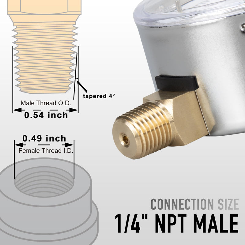 [Australia - AusPower] - 0 to 15 Inches of Water Column Pressure Gauge, Capsule Measurement System, 2.5 inch Dial, 1/4" NPT Lower Mount, Chrome Plated Case, for Gas Line, Regulator, Air, Low Pressure Test 0-15 inH2O 