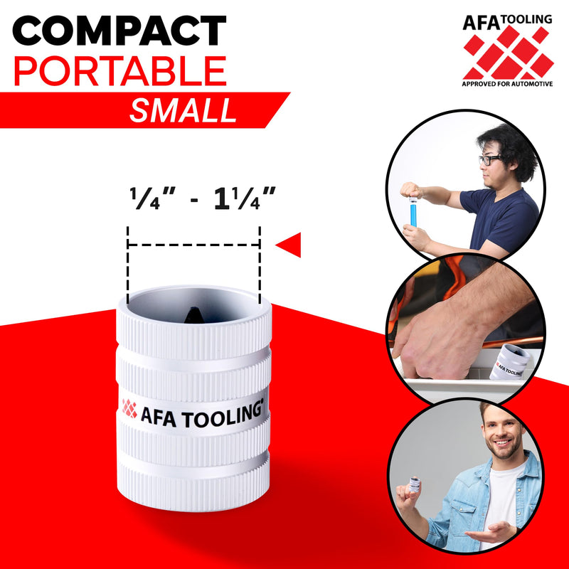[Australia - AusPower] - AFA Tooling - Inner/Outer Pipe Reamer for 1/4" to 1-1/4" Pipes, Deburring Tool with Inner & Outer Cones for Smoothing & Reaming Copper, Stainless Steel, PVC, Metal & Aluminium - Plumbing Tool Small 