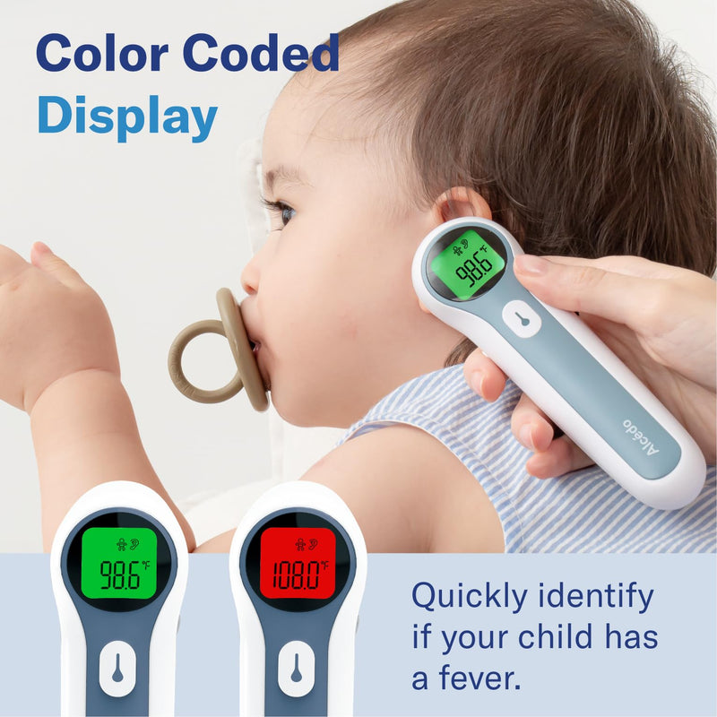 [Australia - AusPower] - Alcedo Forehead and Ear Thermometer for Adults, Kids, and Baby | Digital Infrared Thermometer for Fever | Touchless, Instant Read, Medical Grade | Pouch and Batteries Included 