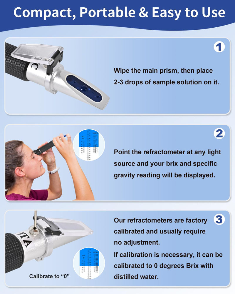 [Australia - AusPower] - Honey Refractometer for Moisture, Brix and Baume, Brix Meter Refractometer with ATC, (12-27% Honey Moisture, 58-90% Brix, 38-43° Baume), Refractometer Brix for Honey, Maple Syrup, Molasses, Fruit Jam 