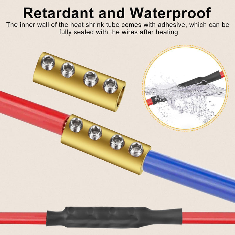 [Australia - AusPower] - Linkstyle 10pcs 6 AWG Gauge Wire Connector Nut Kit, 80A Quick Wiring Connection Terminal, Splicing Quick Wiring Connection Terminal, Circuit Connector Wire Connector with Screws and Heat Shrink Tube 6 AWG-80Amp 