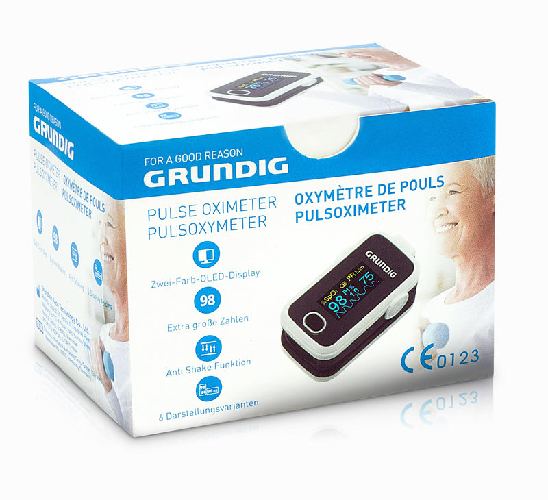 GRUNDIG Pulse Oximeter Oxygen Saturation Oximeter, High Precision Finger Oximeter Meter for Clinically Accurate Determination of Oxygen Saturation in Blood, Finger Measuring Device with Pulse Monitor Test