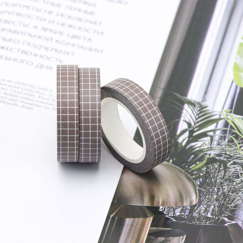 NatSumeBasics 2 Pack Brown Grid Washi Tape, 0.4" Decorative Tape