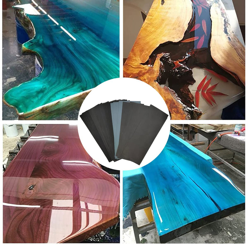 [Australia - AusPower] - FEIHU Sandpaper Set, Grit from 120/180/240/320 to 7000/8000/10000, Waterproof Wet and Dry for Automated Sanding, Epoxy Resin, Wood, Stone, Varnish, Metal, Cars, 9 x 3.6 Inches (51 Pieces) 9×3.6 inch/51 PCS 