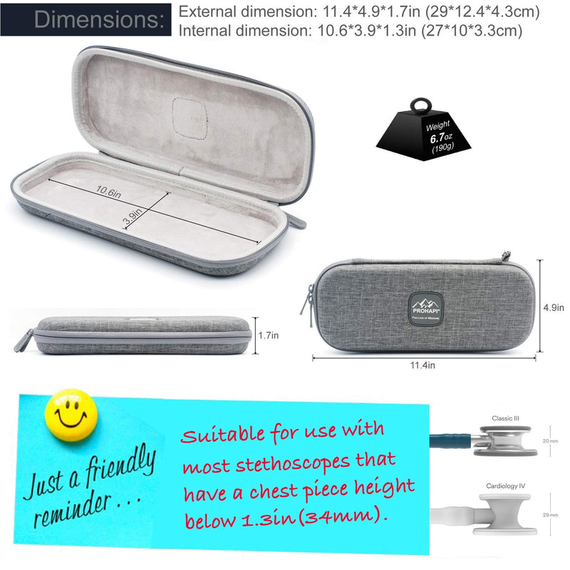 [Australia - AusPower] - Hard Stethoscope Case, Lightweight Thin Stethoscope Holder Storage Pouch for Littmann Classic III, Lightweight II S.E, Cardiology IV, MDF Acoustica Deluxe Stethoscopes Volcanic Grey 