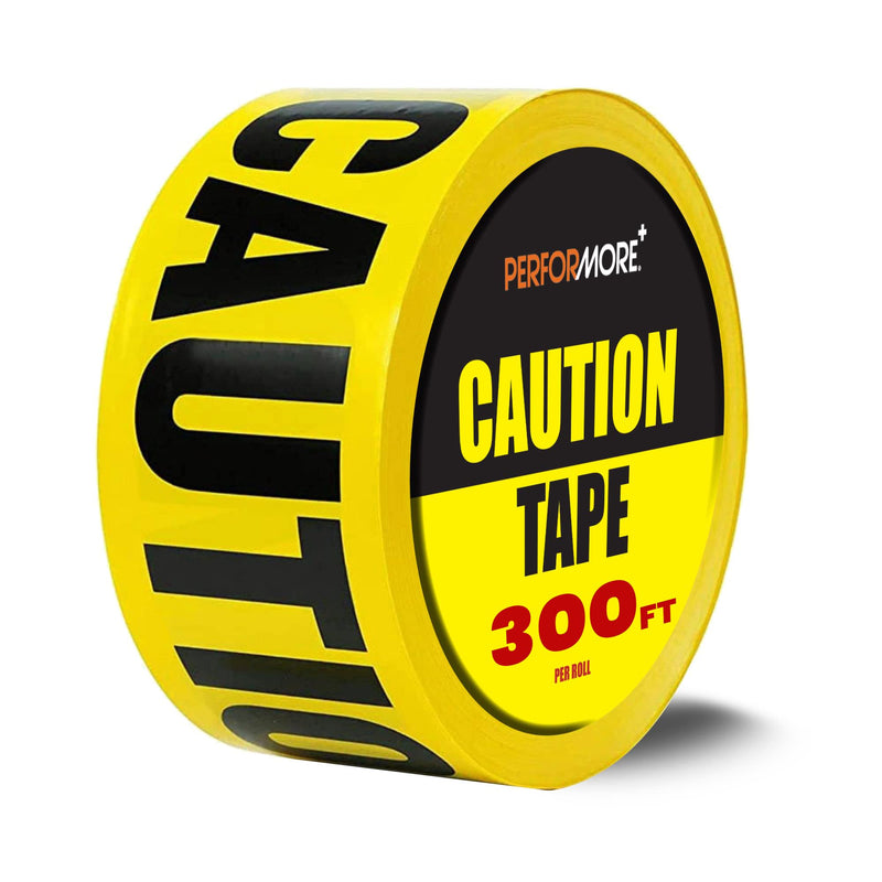 Performore High-Visibility Yellow Safety Barricade Tape Roll 3" x 300Ft Tear-Resistant Non-Adhesive Caution Strip Waterproof Hazard Marker for Construction or Crime Scene Zones 300 ft.(1-pack)