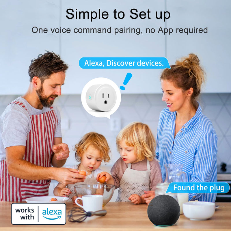 [Australia - AusPower] - Smart Plug, Works with Alexa Only, Simple Setup with One Voice Command, Voice Control, Remote Control, Timer & Schedule & Group Controller, Bluetooth Mesh Outlet, Alexa Echo Required ?4 Pack? 4 