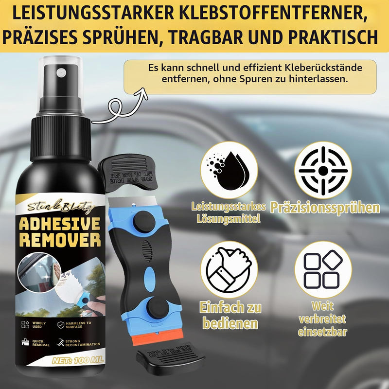 Adhesive residue remover, adhesive remover spray, sticker remover, adhesive remover, extra strong, quick dissolving adhesive residue and sticker, label remover spray for doors, windows, cars, 100 ml