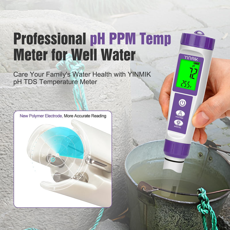 [Australia - AusPower] - Hydrogen Water Tester, TDS Meter Digital Water Tester, ORP Meter for Drinking Water, YINMIK 6 in 1 pH Meter for Kombucha, PPM pH EC Tester for Hydroponic, H2 Meter for Hydrogen Water Tablet 