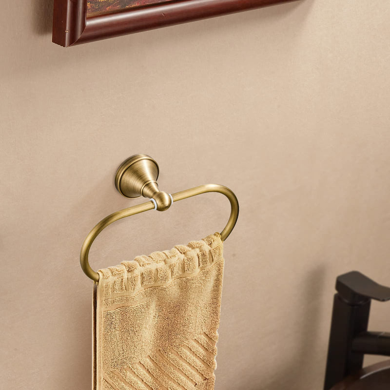 WOLIBEER Brass Toilet Paper Holder,AntiqueTowel Ring Oval Bathroom Tissue Roll Holder Hanger Bath Accessories Hardware Wall Mounted 2 Pieces Brass B