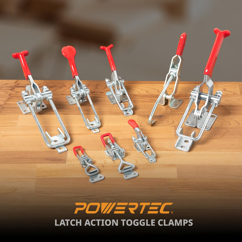 [Australia - AusPower] - POWERTEC 4PK Toggle Clamp, 400 lbs Holding Capacity, 4002 Adjustable Pull Action Latch for Smoker, Tool Box, Woodworking Jigs and Fixtures, Cabinet, Tool box, Door (20333) 4002, 4PK 