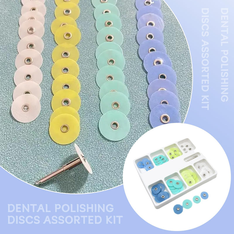[Australia - AusPower] - 80 Piece 12mm & 14mm Dental Polishing Discs Assorted Kit, Dental Polisher Supplies with Mandrel Stem for Material Tools, Professional Dental Accessories for Polishing and Contouring 