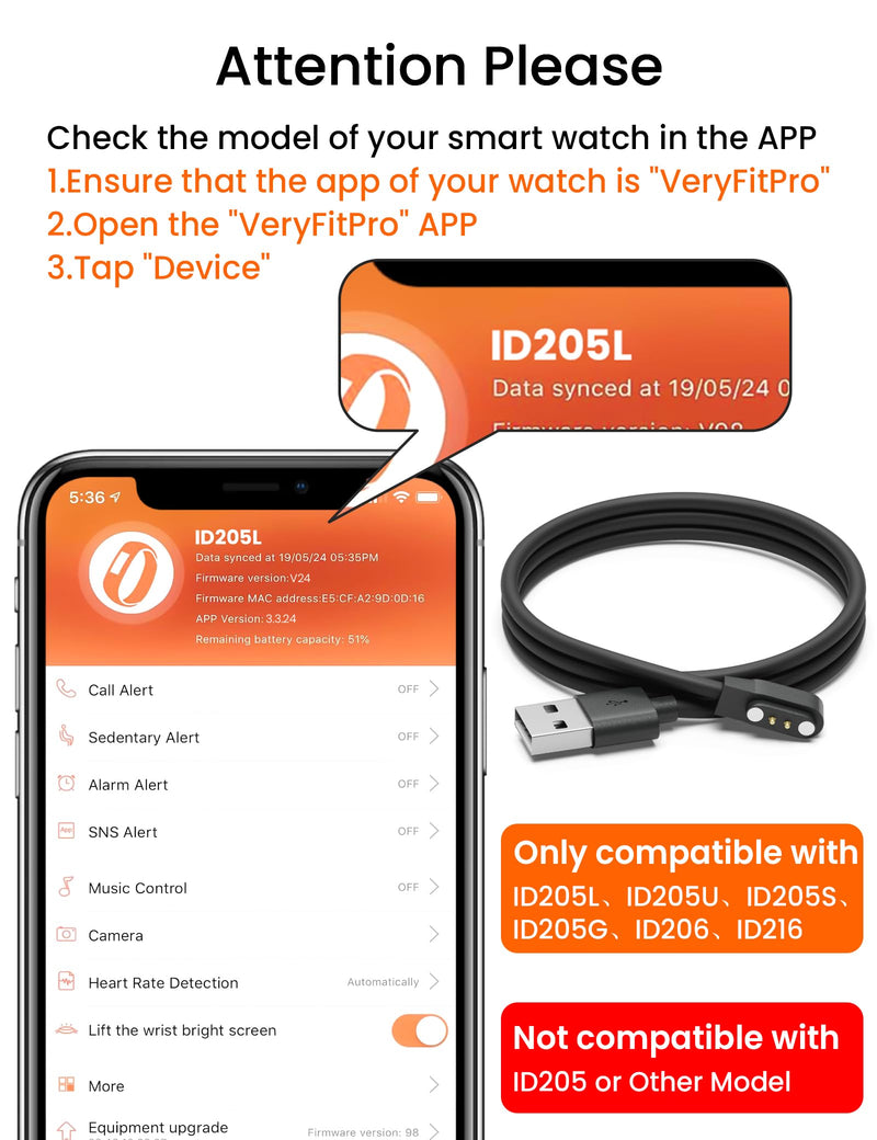 [Australia - AusPower] - Smart Watch Charger for Skg Letsfit Cubitt Yamay Willful Fitpolo Tozo Wyze Umidigi Blackview 3.3Ft USB Magnetic Charging Cable Cord for Umidigi Uwatch 3S 3 2 2S Urun Smartwatch 