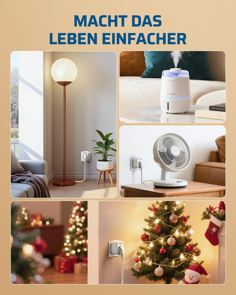 DEWENWILS Wireless Sockets with Remote Control, 16 A, 3680 W, Magnetic Design | 30 m Range Pre-programmed Wireless Socket for Lamps and Appliances White 1* Remote Control