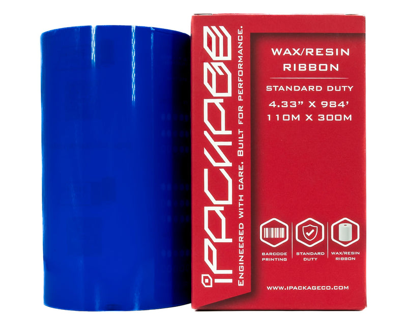 Thermal Transfer Wax/Resin Ribbon 4.33" x 984' (110mm x 300m) 1 roll | Industrial Barcode & Shipping Labels | Zebra, TSC, GoDex, Citizen Compatible | 1" Core, Ink Out