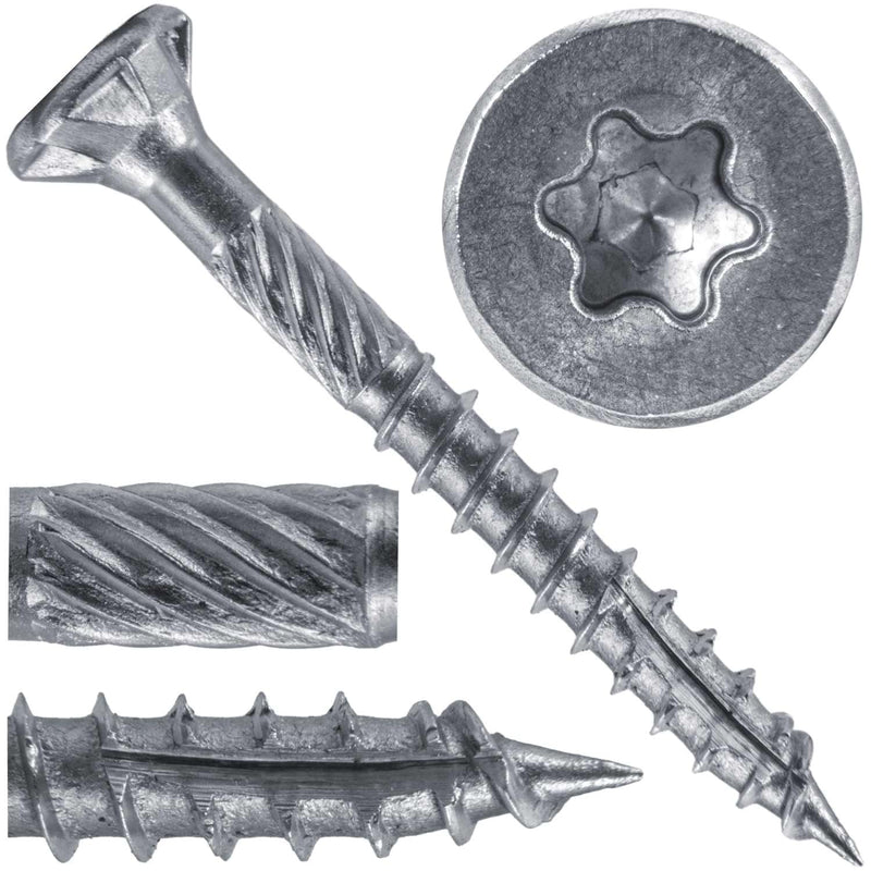 Jake Sales #9 x 1-5/8" Silver Star Stainless Steel Wood Screw Torx/Star Drive Head - Grade 300 Series Stainless Steel Torx/Star Drive Wood Screws - (1 Pound - 164 Approx. Screw Count) #9 x 1-5/8" 1 POUND - 164 Approx. Screws
