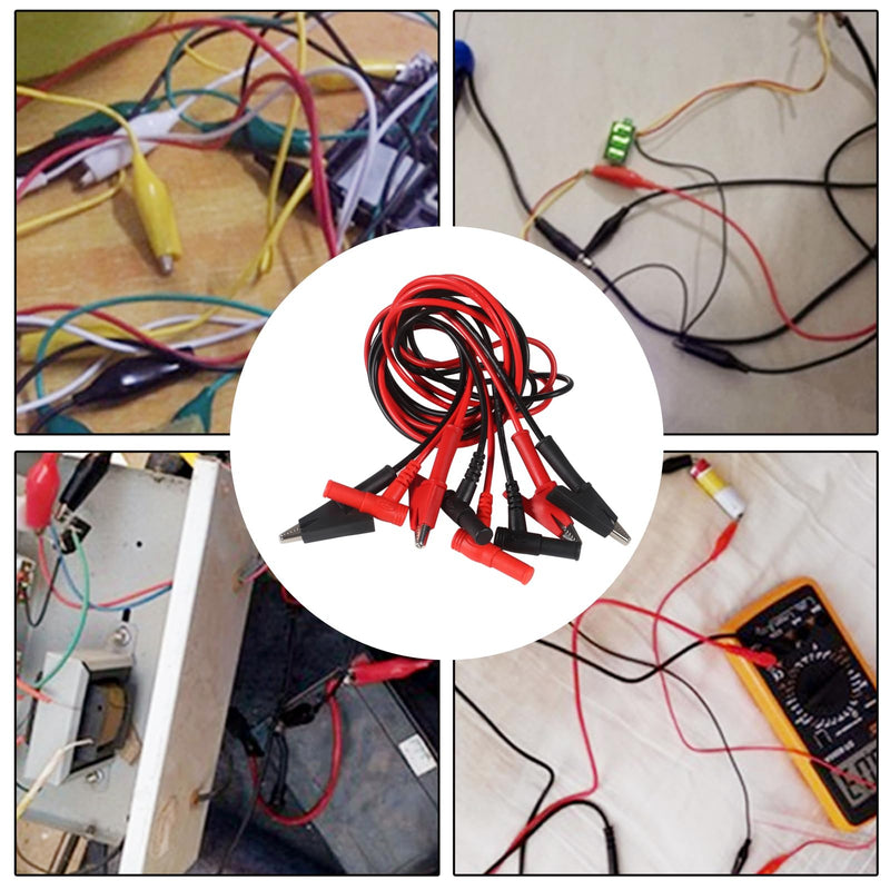 [Australia - AusPower] - UMLIFE 10PCS Multimeter Test Leads Right Angle Banana Plug to Alligator Clip Heavy Duty Silicone Wire for Electrical Testing 