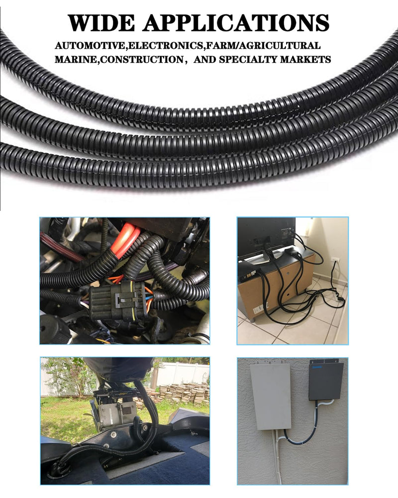 [Australia - AusPower] - 1/4 Inch Wire Loom Split Tubing - 16.5ft Cord Protector Electric Wires Covers, Automotive Wire Flexible Conduit, Plastic Wire Cover 1/4"-16.5ft 