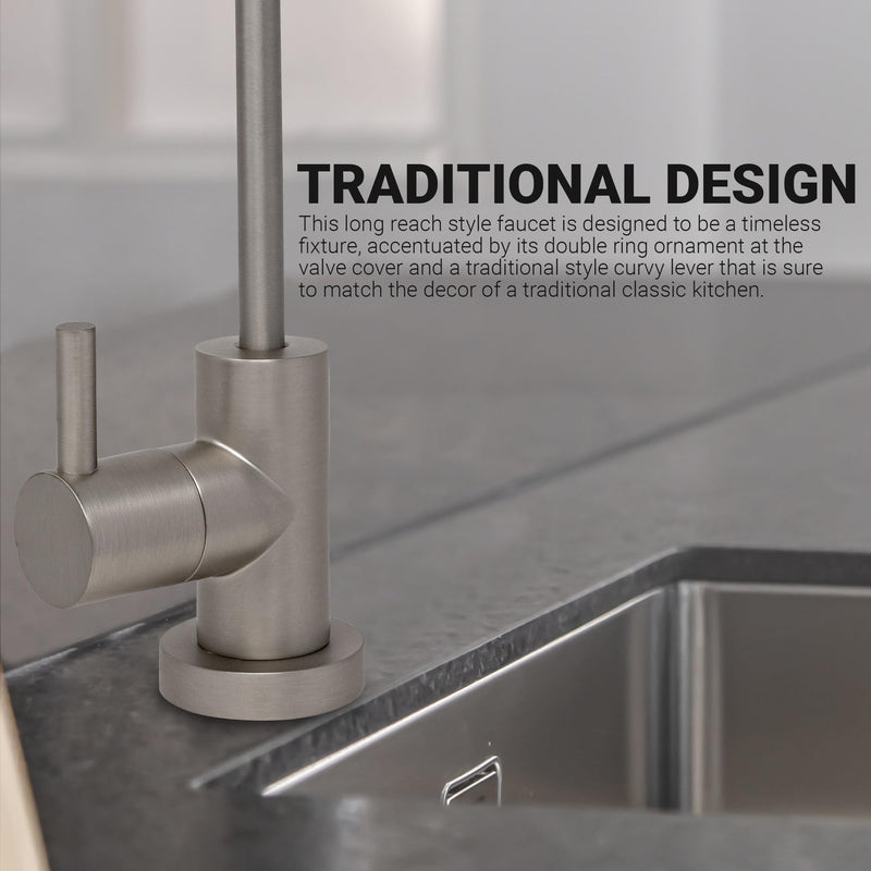 Metpure Non-airgap NSF Certified RO Faucet Reverse Osmosis Drinking Water Filtration System Water Dispenser Spout (Satin Nickel). Euro Style with Faucet Wrench. Satin Nickel