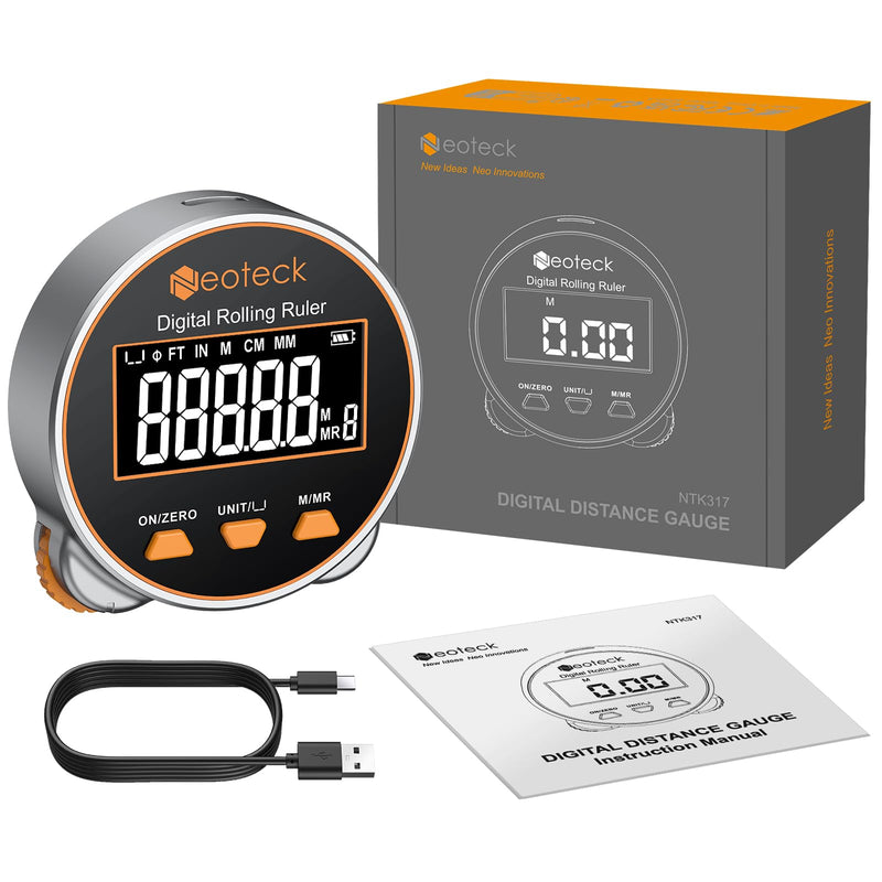Neoteck Digital Tape Measure 656Ft, Rechargeable Electronic Rolling Ruler with LCD Display,Measures Curve,Diameter&Flat Surface,Portable Rolling Wheel Tape Measurefor DIY,Woodworking,Home Renovation