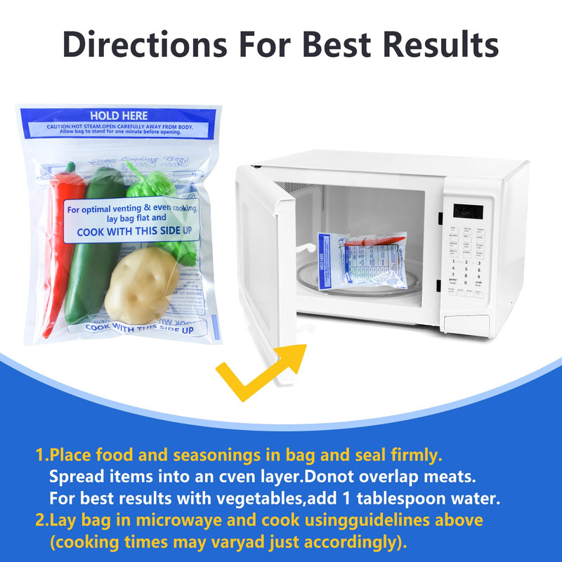 100 Pcs Microwave Steamer Bags 7.9 X 8.6 Inch Zipper Steam Cooking Bags Reusable Microwave Cooking Bag for Vegetables Potatoes and Meat (100) 100