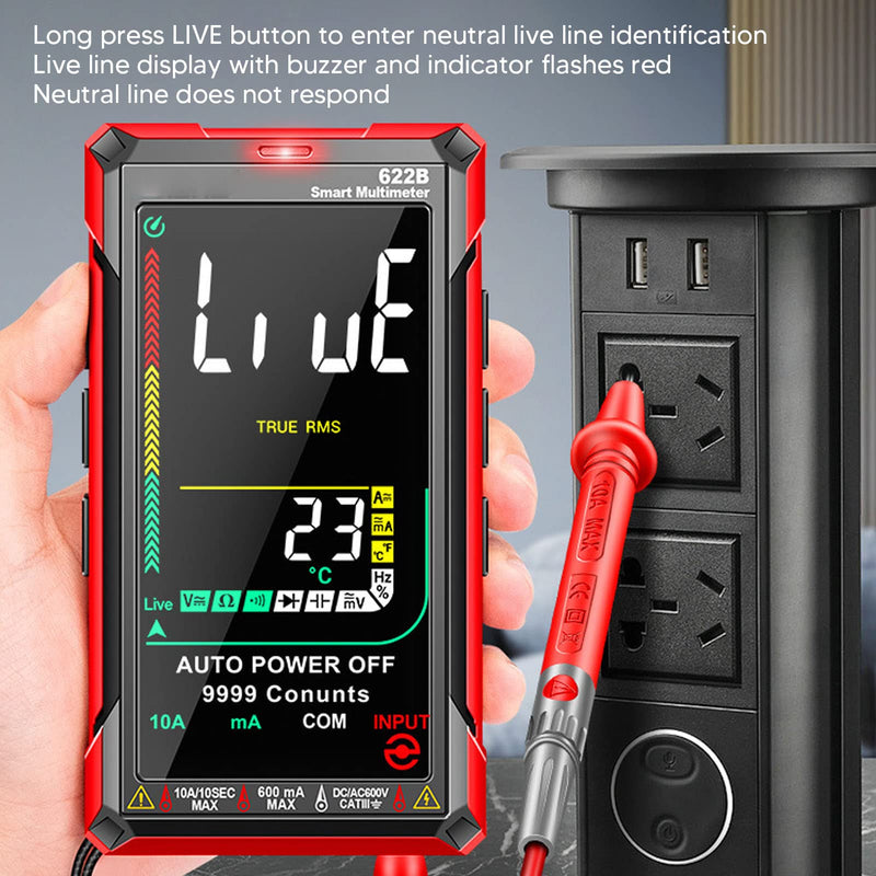 [Australia - AusPower] - Multimeter Tester, Digital Multimeter Kit, Smart Touch Large Screen Rechargeable, High Accuracy Fully Automatic Non Burning Tester 