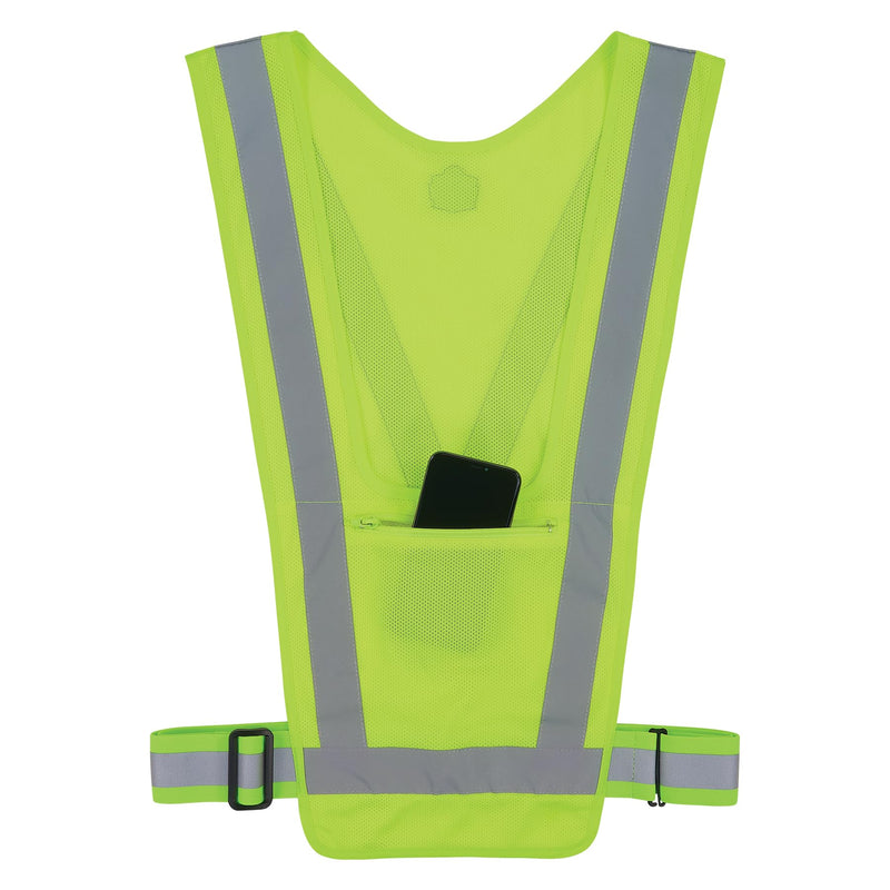 Ergodyne GloWear 8045X Hi Vis Safety Vest, Reflective X Back Design, Adjustable Waistband, Front Zipper Pocket