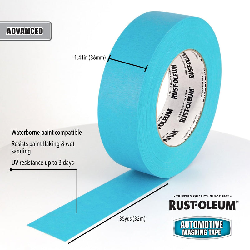 IPG Rust-Oleum Aqua Automotive Masking Tape, 1.41" x 35yd, Single Roll