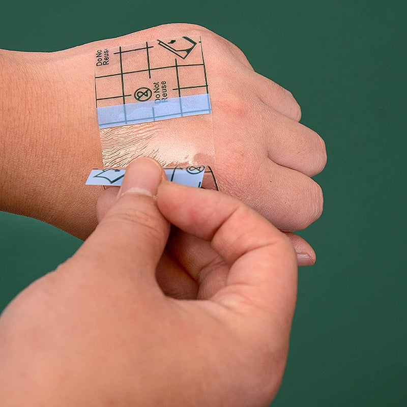 100Pcs Transparent Stretch Adhesive Bandage, BetterJonny 5 Sizes Waterproof Clear Adhesive Bandages Disposable Tattoo Bandage Stretch Bandage Tape for Swimming and Shower Assorted Sizes: 2/3/4/4.8/6 Inch (100 Pcs)