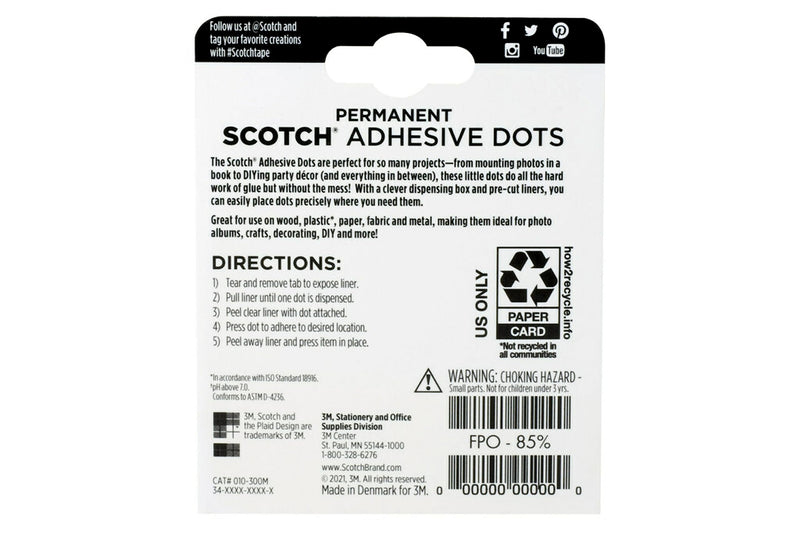 [Australia - AusPower] - Scotch Adhesive Dots, Medium, 300 Dots/Pack, Easy Dispensing, Permanent, Photo-Safe (010-300M) 300 Count (Pack of 1) 