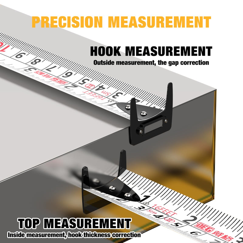 Magnetic Tape Measure 16FT, Retractable Measuring Tape, Easy to Read Double Sided Measuring Tape, Magnetic Hook and Shock Absorbing Carrying Case for Construction, Carpenter