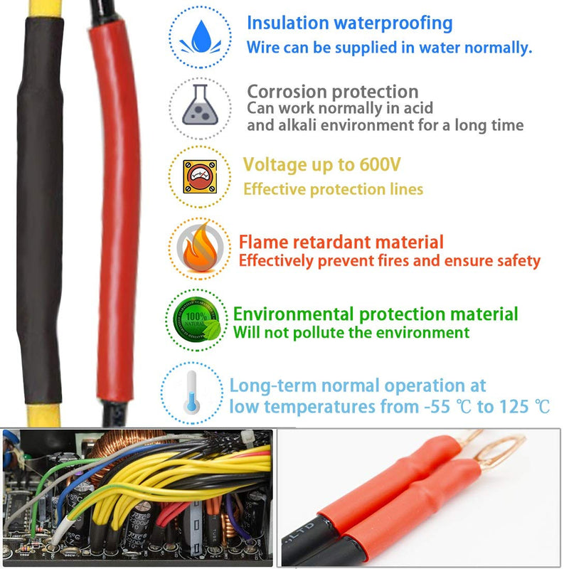 [Australia - AusPower] - Dual Wall Heat Shrink Tubing 3:1 Ratio Heat Activated Adhesive Glue Lined Marine Shrink Tube Wire Sleeving Wrap Protector Black and Red, 2 Pack, 1.2M/4FT (Dia 25.4mm (1”)) Dia 25.4mm (1”) 