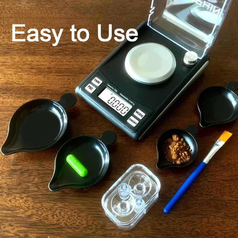 [Australia - AusPower] - Milligram Scale with Capsule Filling Tool Kit, Only for Size 0, Powder Pans, mg Scale for Powder Medicine, 50g by 0.001g, 6 Weighing Units, Calibration Weight, Scoops, Tweezers Included 