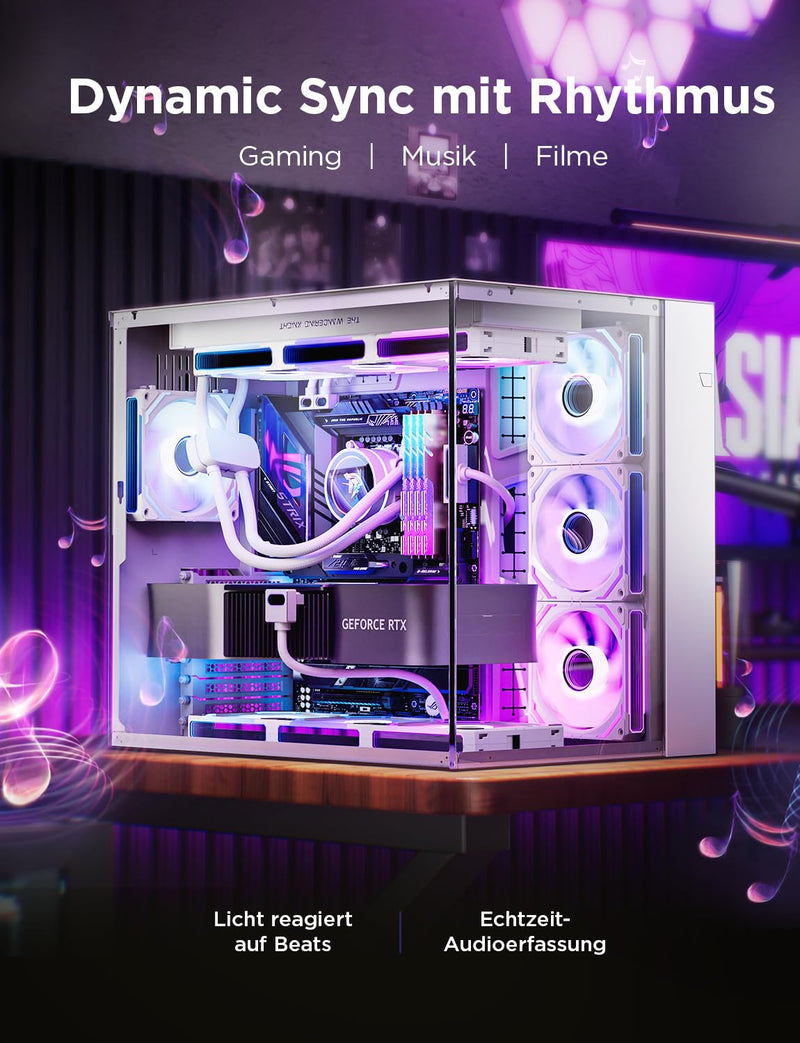 [Australia - AusPower] - AsiaHorse COSMIQ RGB PC Fan 120 mm Reverse Case Fan Pack of 3, ARGB Daisy Chain PC Fan [Infinity Mirror] [FDB] 2000 RPM/68.5 CFM/24 LEDs 4 Pin PWN & 5V 3Pin ARGB with Controller. White 120MM-Reverse 