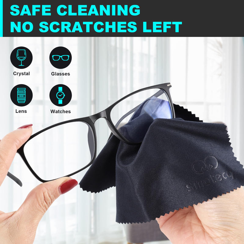[Australia - AusPower] - SmoTecQ Glasses Cleaning Cloth, Premium Microfiber Lens and Screen Cleaner, Reusable and Washable - Pack of 8, 7 x 6-Inch, Dark Blue and Grey 6" x 7", 8 Pack 