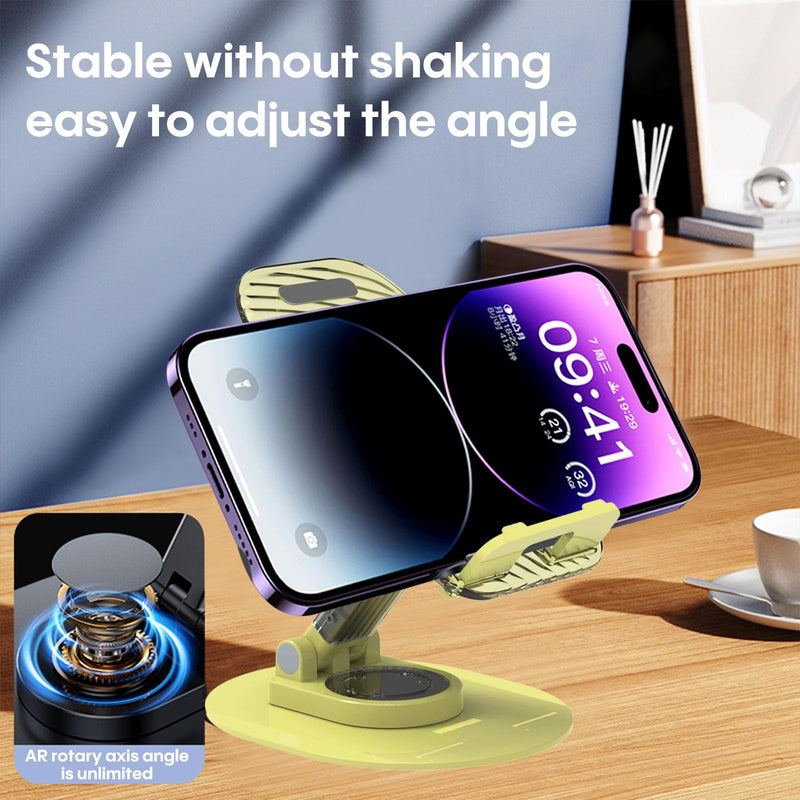 [Australia - AusPower] - Foldable Desktop Phone Holder, Phone Holder on Desk Compatible with iPhone15, 14, 13 Pro Max Mini, Suitable for 3.5-12.9 inch Phones and Tablet Computer. (Yellow) Yellow 