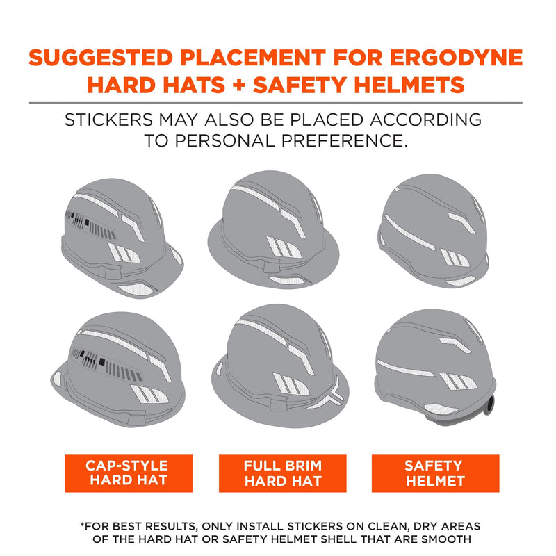 Ergodyne Skullerz 8961 Reflective Hard Hat Stickers, Safety Helmet Strips, Hard Hat Accessories Adhesive Sticker Decal Kit