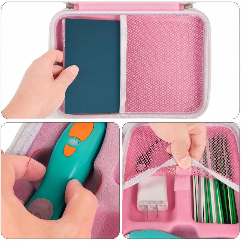 casmilee Case Compatible with 3Doodler Start+ Essentials 3D Pen Set for Kids, Art Activity Set Storage for Educational STEM Toy, Hold Plastic Filaments Strands- Pink Case Only
